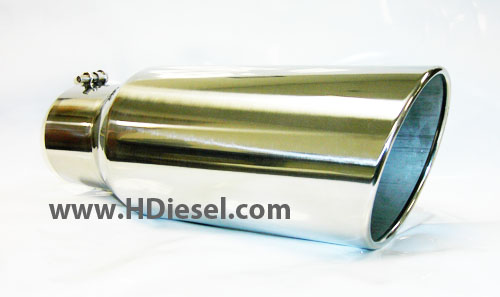 5 to 7 Inch x 18 Inch Long Rolled Angle Stainless Steel Diesel Exhaust Tip