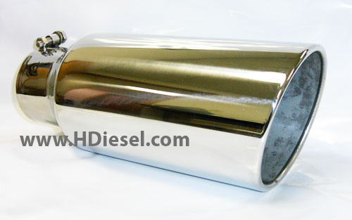 4 to 6 Inch x 15 Inch Long Rolled Angle Stainless Steel Diesel Exhaust Tip