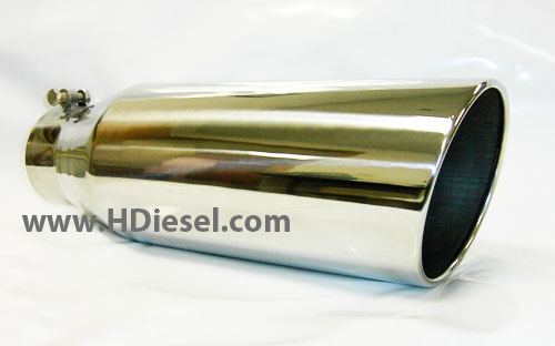 4 to 6 Inch x 18 Inch Long Rolled Angle Stainless Steel Diesel Exhaust Tip