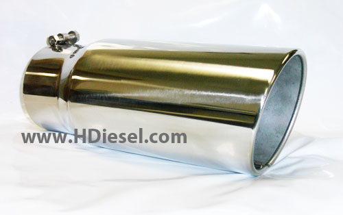 5 to 6 Inch x 15 Inch Long Rolled Angle Stainless Steel Diesel Exhaust Tip