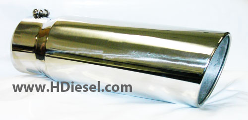5 to 6 Inch x 18 Inch Long Rolled Angle Stainless Steel Diesel Exhaust Tip