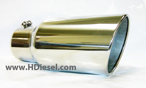 5 to 7 Inch x 15 Inch Long Rolled Angle Stainless Steel Diesel Exhaust Tip